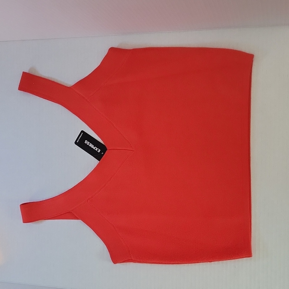 Express‎ Red Fitted Crop Tank Top